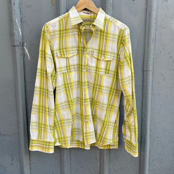 Ted Baker Yellow  plaid “parag” Buttondown, size Ted 3 (Medium) - Picture 1 of 12